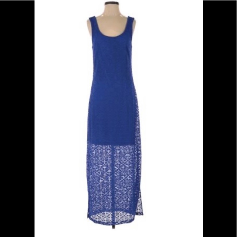 Elegant Blue Sleeveless Maxi Dress